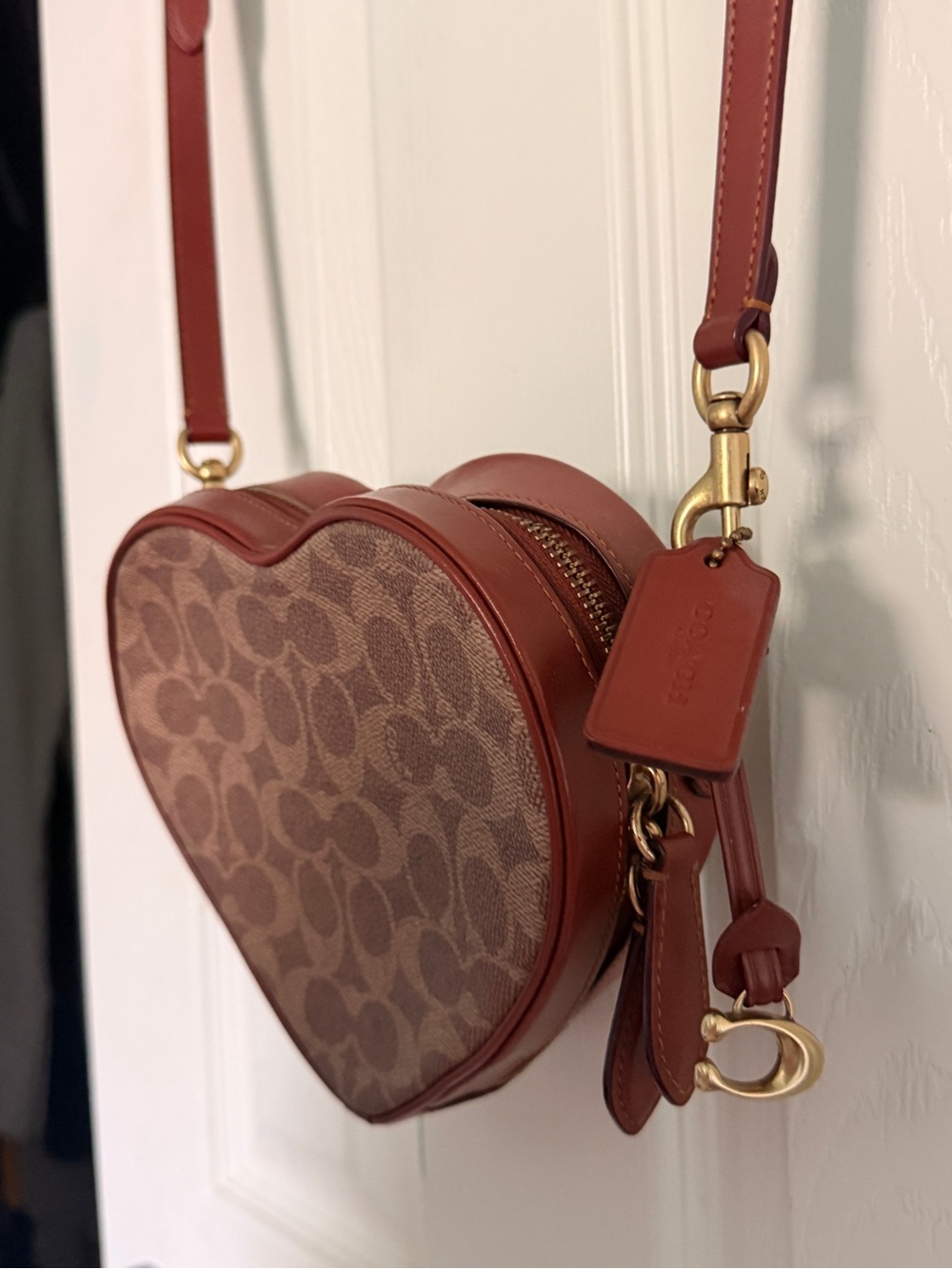 Coach Heart-Shaped Crossbody Bag in Brown and Tan - Picture 3 of 6